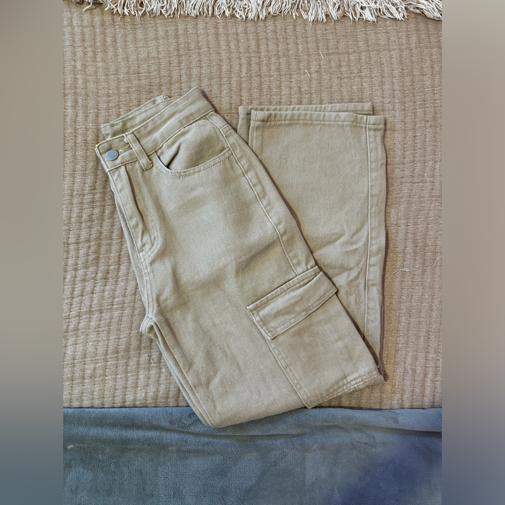 SHEIN PETITE High Waist Single Button Straight Leg Jeans